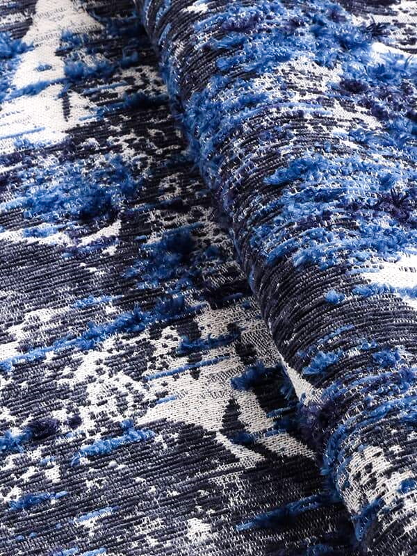 Bleu OCEAN - Tissu Jacquard Abstrait Hued